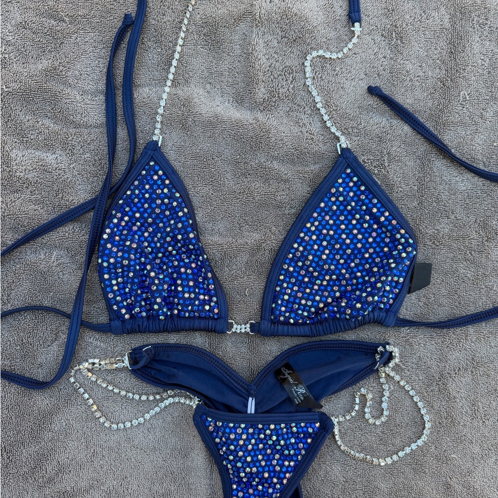 Blue Rhinestone Bikini Set